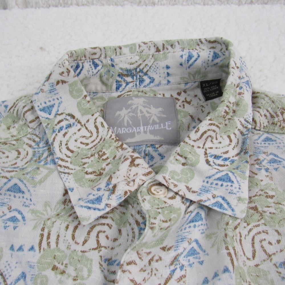 Margaritaville Shirt Men XL Silk Linen Short Sleeve Tropical Print Hawaiian - Picture 8 of 10
